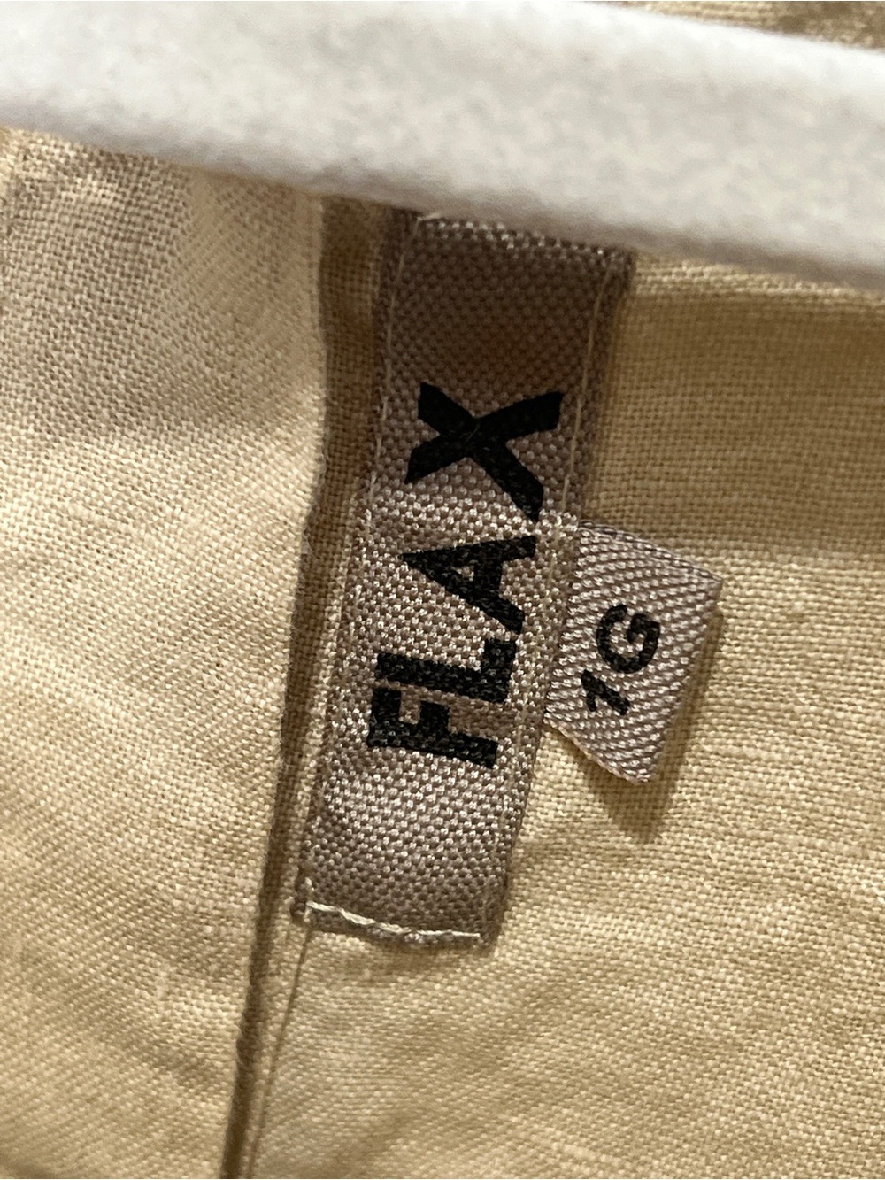 Flax Linen Top 1G Natural Beige Button Back Short Sleeve Oversized Lagenlook - Picture 5 of 6